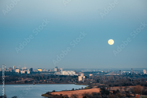 Birmingham Skyline Full Moon