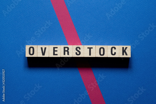 Overstock word concept on cubes