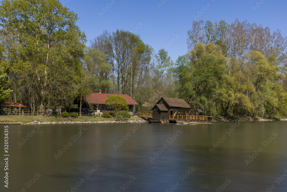 Unique Traditional Boat Mill On A River