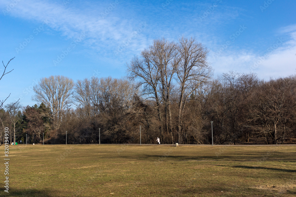 Winter view of South Park in city of Sofia, Bulgaria