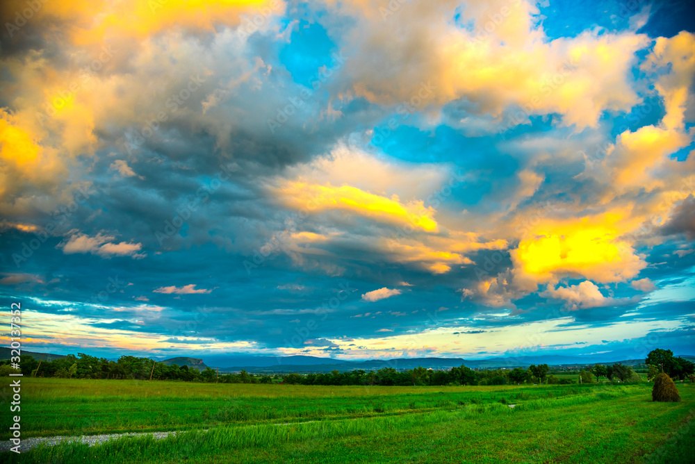 Summer landscape after rain