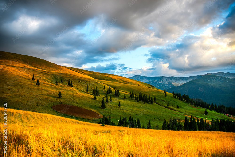 Landscape in carpathian Mountains, Transalpina road , romania