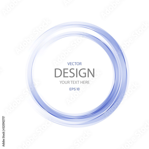 Abstract dynamic vortex circle of blue lines. Design element.