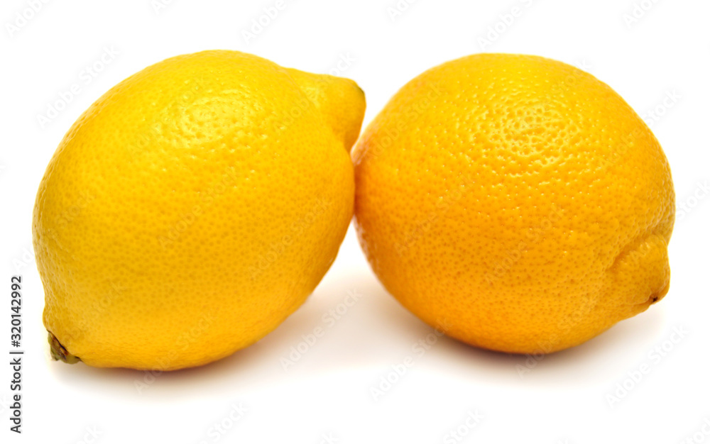 Two lemons fruit isolated on white background. Perfectly retouched, full depth of field on the photo