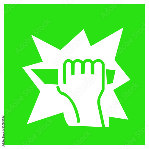 fire safety sign, for access open here. Vector illustration