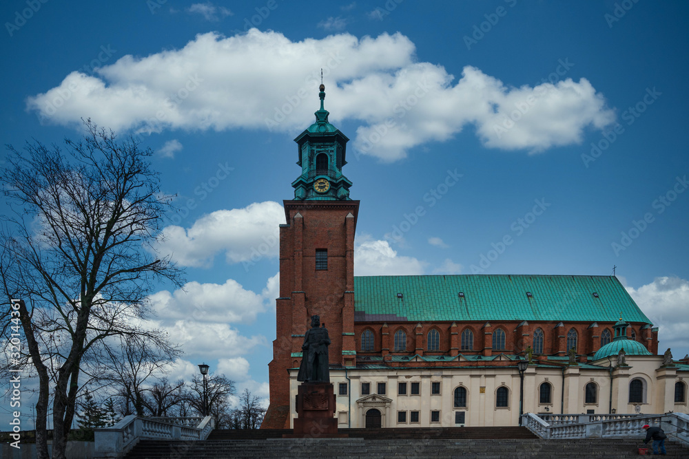 Beautiful architecture and cathedral in the old town of Gniezno, the first capital of Poland, Europe, Greater Poland