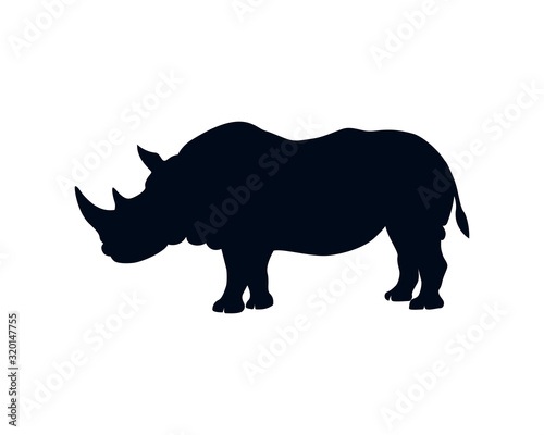Big Rhino Or Rhinoceros Silhouette Isolated Vector Illustration