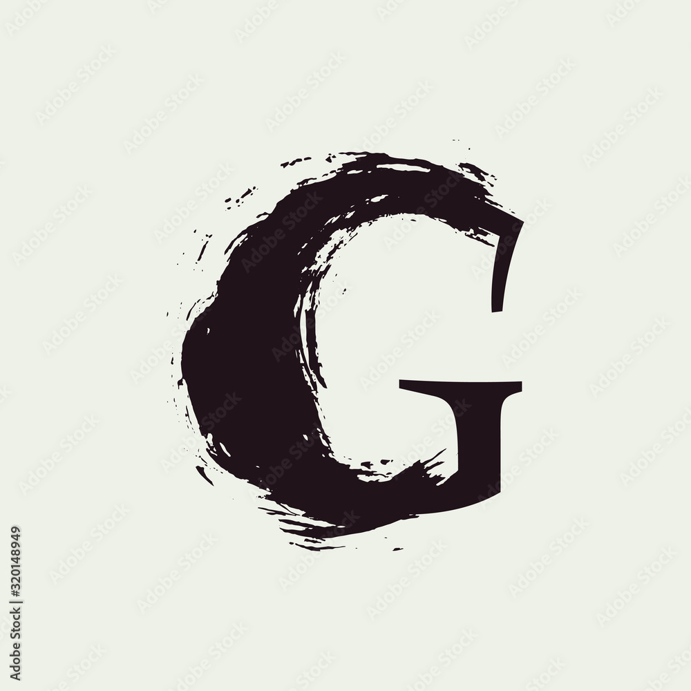 G letter logo. Custom serif style lettering with hand drawn brush stroke. G letter logo. Custom serif style lettering with hand drawn brush stroke.