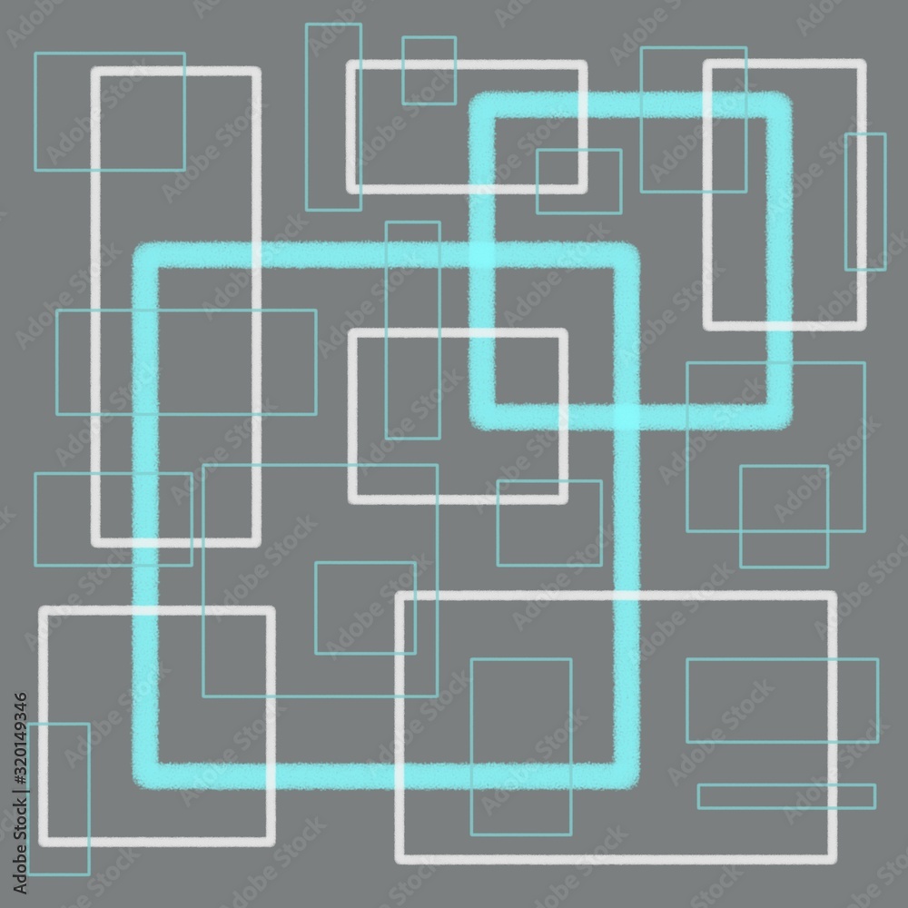 Contour rectangles of different sizes in light gray and blue on a gray background