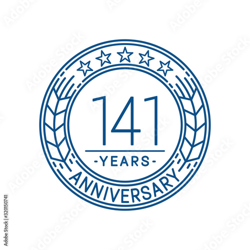 141 years anniversary celebration logo template. Line art vector and illustration.