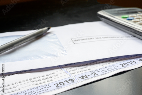 2019 IRS W-2 Tax Form for earned income