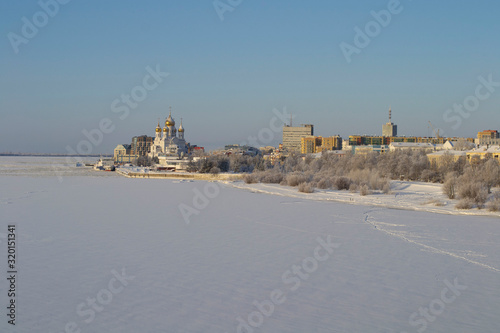 sunny frozen day in Arkhangelsk city