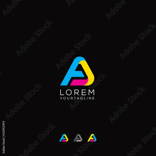 FA AF Colorful Triangle Alphabet letter Vector Geometric font icon. Logo design for your company. Vector template design