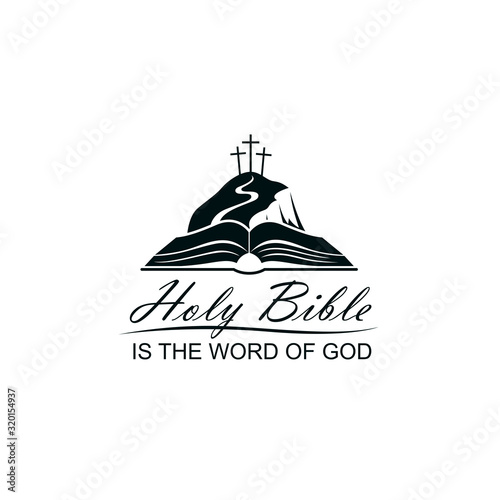bible and golgotha icon isolated on white background 