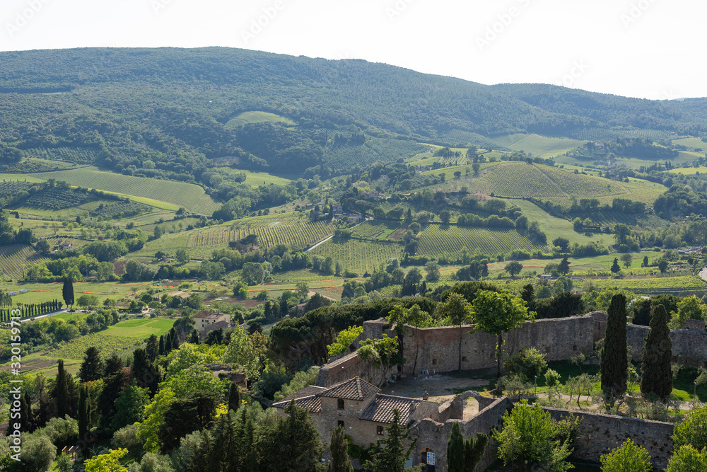 Tuscany, Iltaly  - May 28, 2015:.View from a  tower over San Gimignano