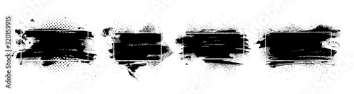 Abstract grunge with frame. Dirty artistic design elements, boxes, frames for text. Isolated set black splashes on white background. Set of black paint, ink brush strokes, brushes and lines. Vector