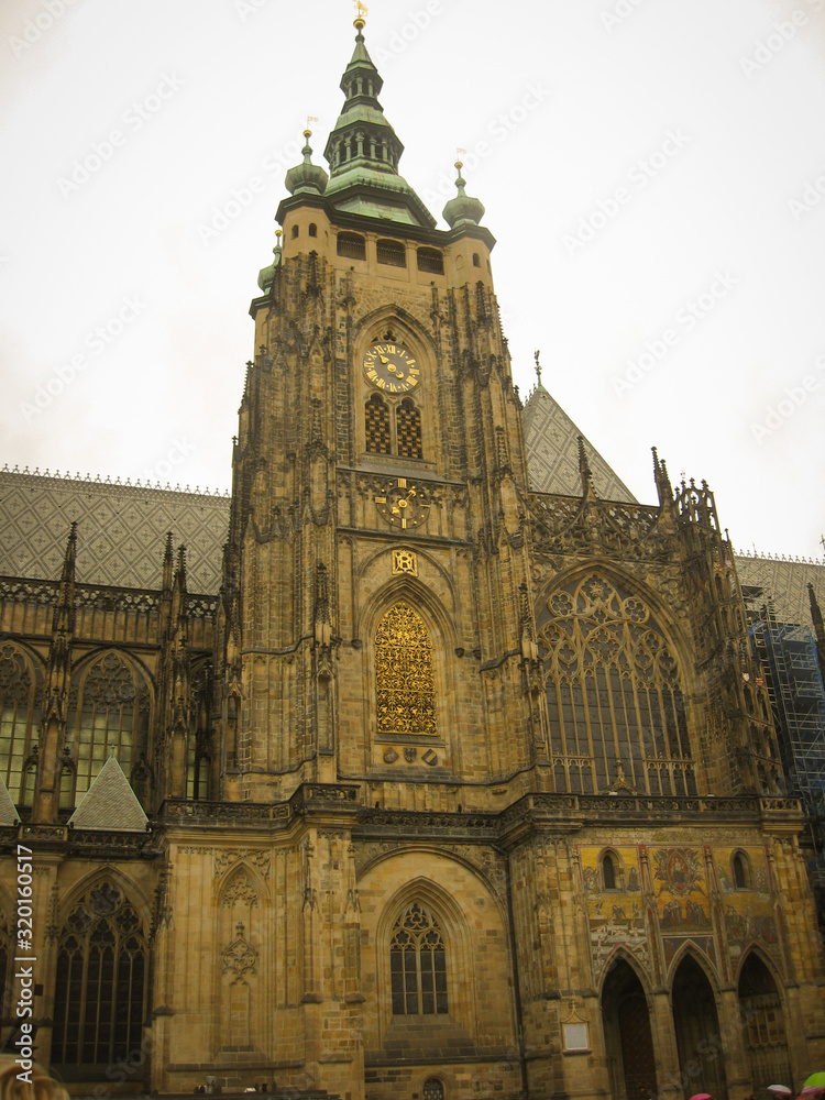 Incredible landscapes of Prague. Medieval Gothic cathedral of St. Vitus in Prague, the capital of the Czech Republic.