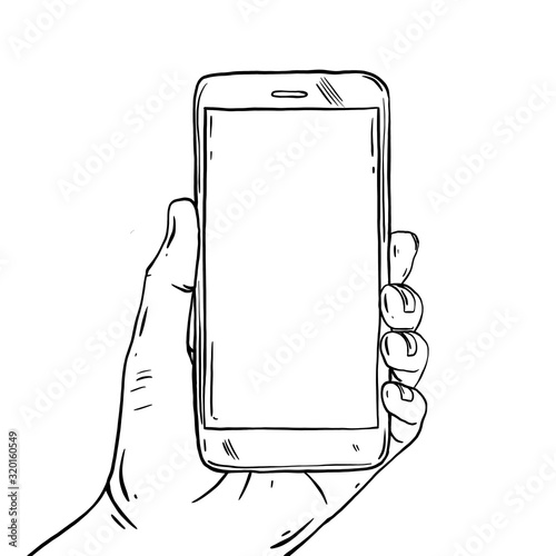 mobile phone with clean screen isolated on white - sketch 