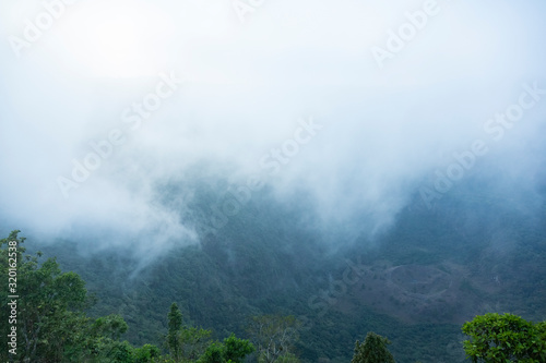 Volcan de San Salvador, view to the crater with clouds