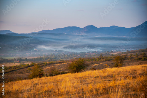 Landscape on the hill at the sunset