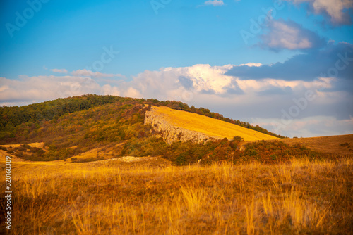 Landscape on the hill at the sunset