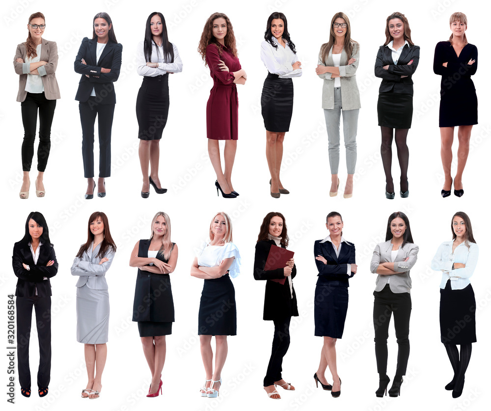 Obraz premium in full growth.collage of a group of successful young business women.