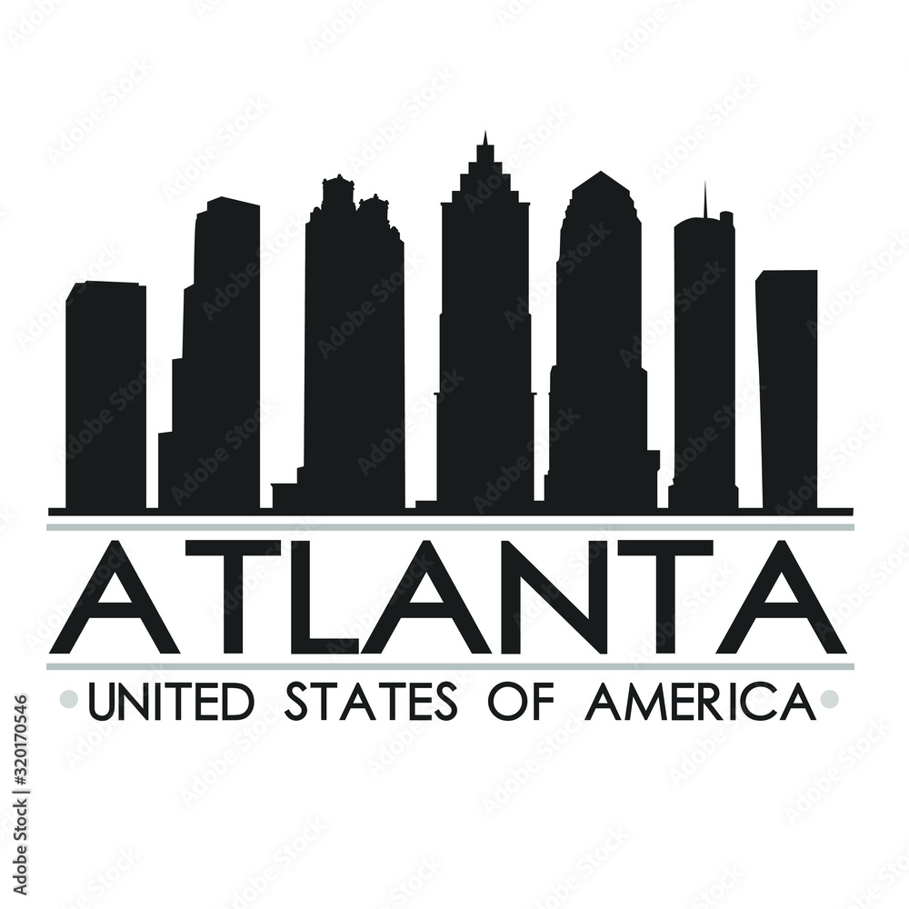 Atlanta Skyline Silhouette. Design City Vector Art. Landmark Banner Illustration.