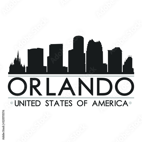 Orlando Florida Skyline Silhouette. Design City Vector Art. Landmark Banner Illustration.