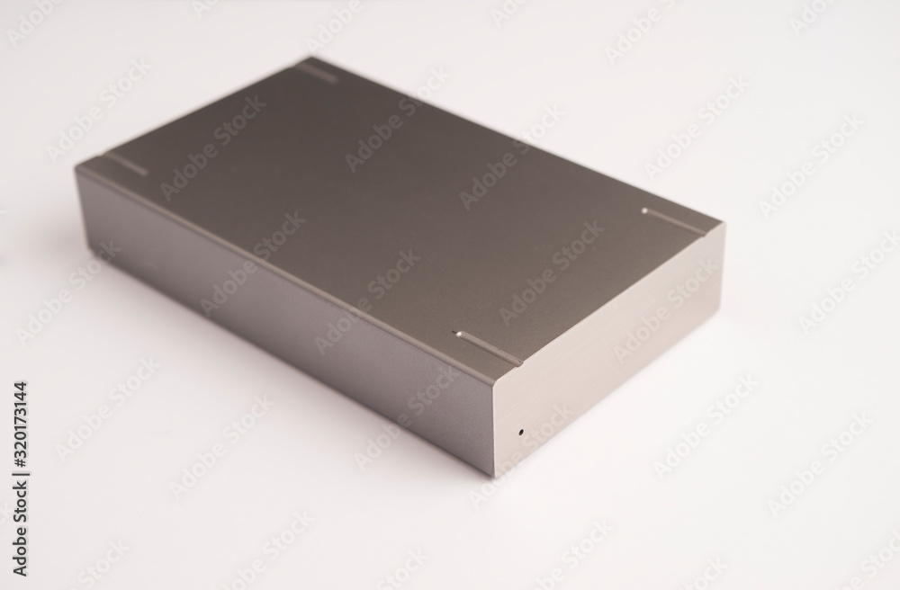 Naklejka premium metallic gray hard drive, on white background