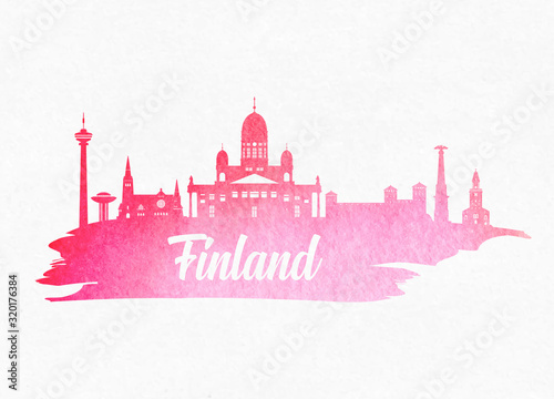 Finland Landmark Global Travel And Journey watercolor background. Vector Design Template.used for your advertisement, book, banner, template, travel business or presentation.