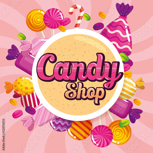 poster of candy shop with caramels
