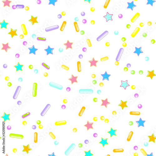 Sprinkle Cupcake Donut Topping. Seamless Pattern 