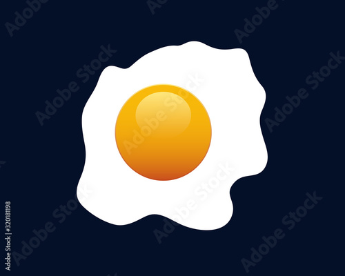 Delicious Fried Egg Isolated On Black Vector Illustration