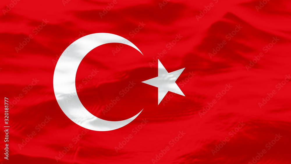 Waves Texture On Turkey Flag, Background