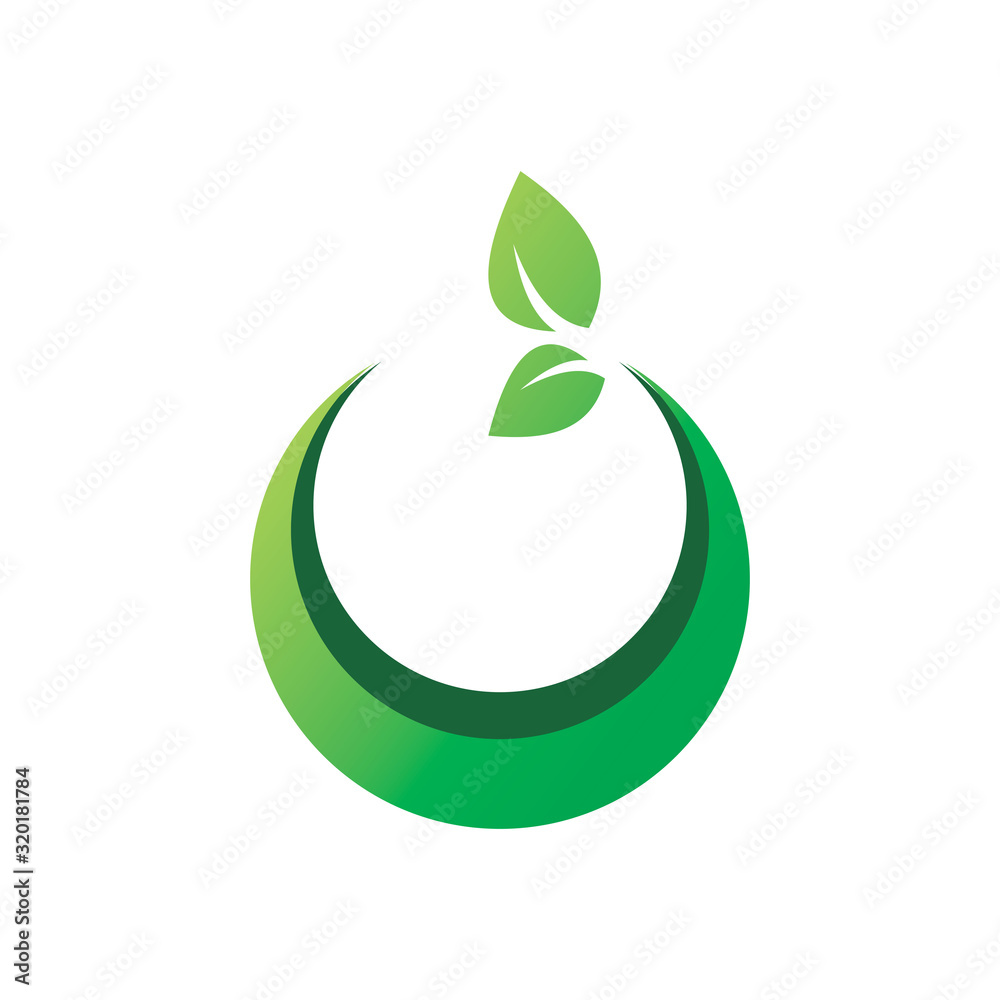 circle line art leaf nature logo design circle line art leaf nature logo design