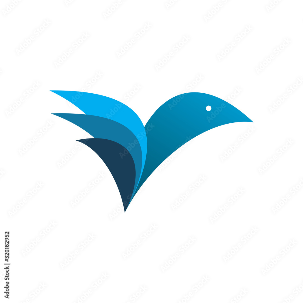 Fototapeta premium blue wing bird logo design
