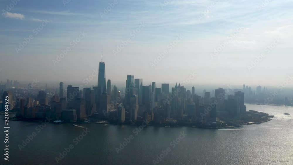 Aerial shot of Manhattan island in New York, USA Aerial shot of Manhattan island in New York, USA