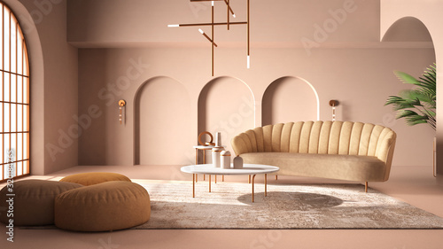 Fotografija Elegant classic living room with archways and arched window and door