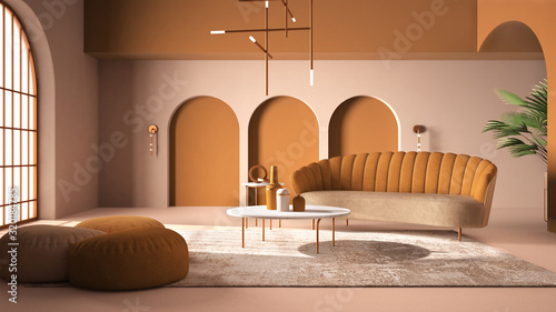 Fotografija Elegant classic living room with archways and arched window and door