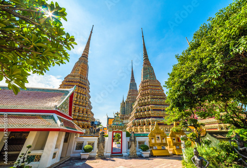 Wat Po (Wat Pho), Temple of Reclining Buddha, Royal Monastery, Popular Tourist Attractions in Bangkok, Thailand. photo