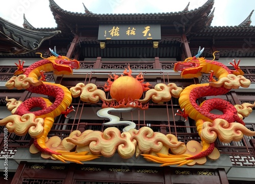 Photography Dragons preparing for a celebration in china