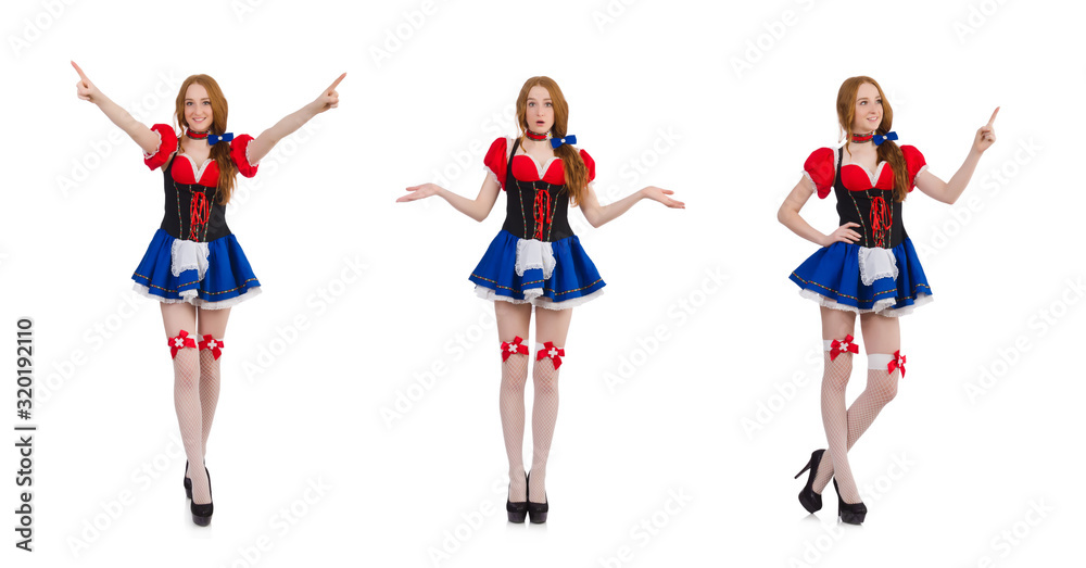 Woman waitress in octoberfest concept Woman waitress in octoberfest concept
