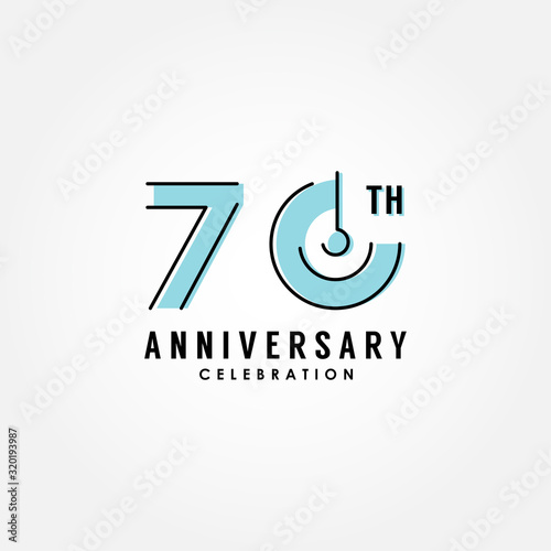 70th Line Anniversary Flat Numbers For Celebrate Moment