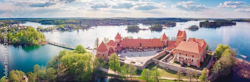 Panoramic shot of a Trakai Castle in Lithuania photo