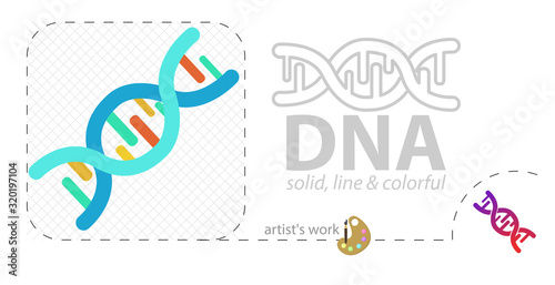 DNA vector flat illustration, solid, line icon