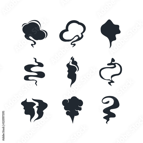 Hot steam icon template color editable. Set of smoke vector icon. Aroma smell set symbol vector sign isolated on white background illustration for graphic and web design.
