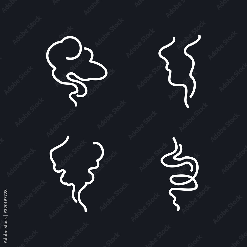 Hot steam icon template color editable. Set of smoke vector icon. Aroma smell set symbol vector sign isolated on white background illustration for graphic and web design.