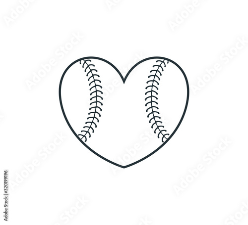 heart shape ball baseball softball stuff vector logo graphic design