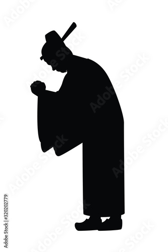 Chinese nobleman traditional uniform silhouette vector
