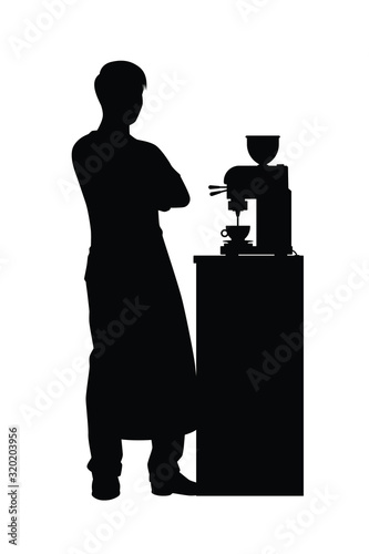 Coffee man in cafe bar silhouette vector